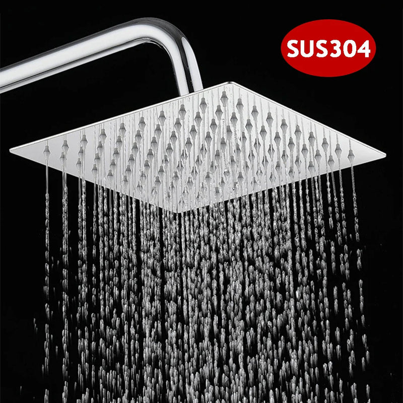 Kwadratowa Deszczownica | Stal Nierdzewna SUS304 | Wysokie Ciśnienie | Montaż Sufitowy