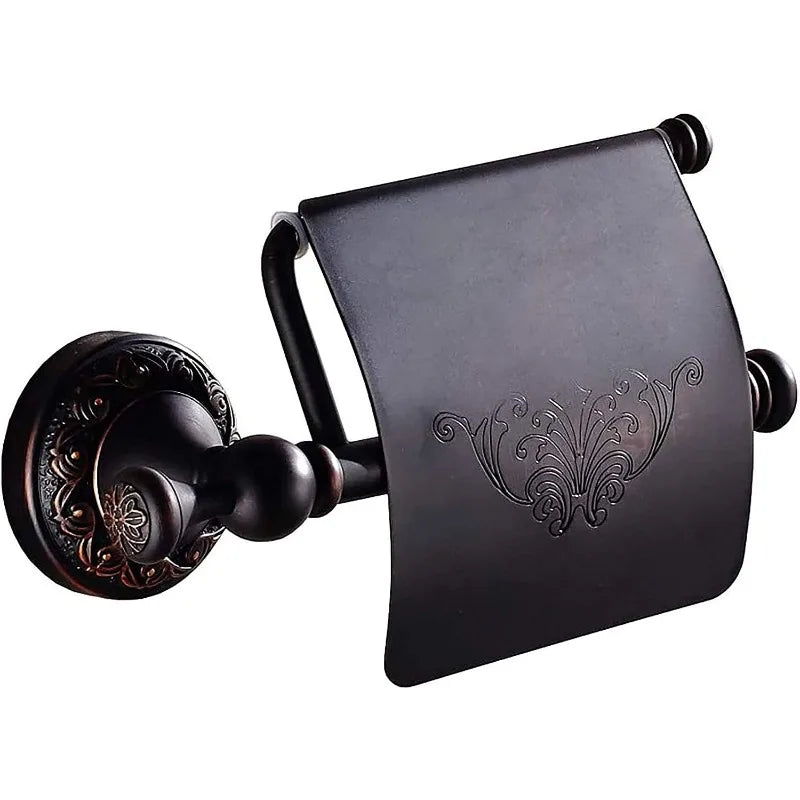 RetroRoll Czarny Antyczny Uchwyt na Papier Toaletowy