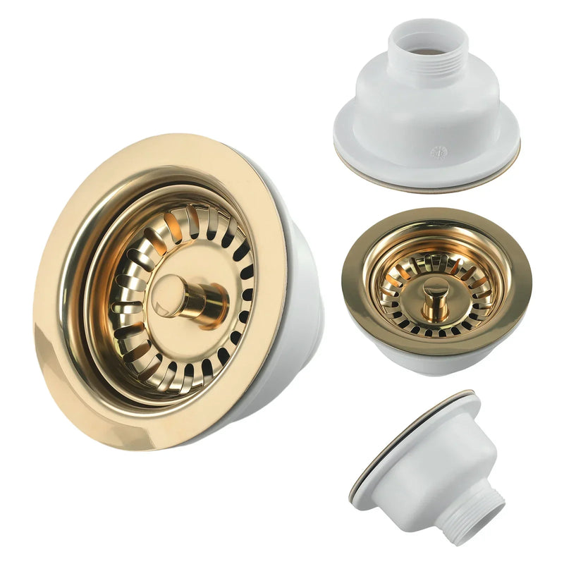 Aurelio Złoty Kolor Stalowy Zlewowy Korek – 114mm Luksusowa Sito Odpływowe