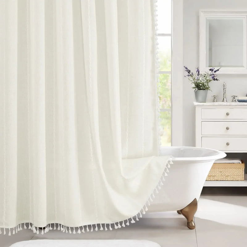 RustiCotton Zasłona Prysznicowa – Wodoodporna i Gruba w Stylu Płóciennym