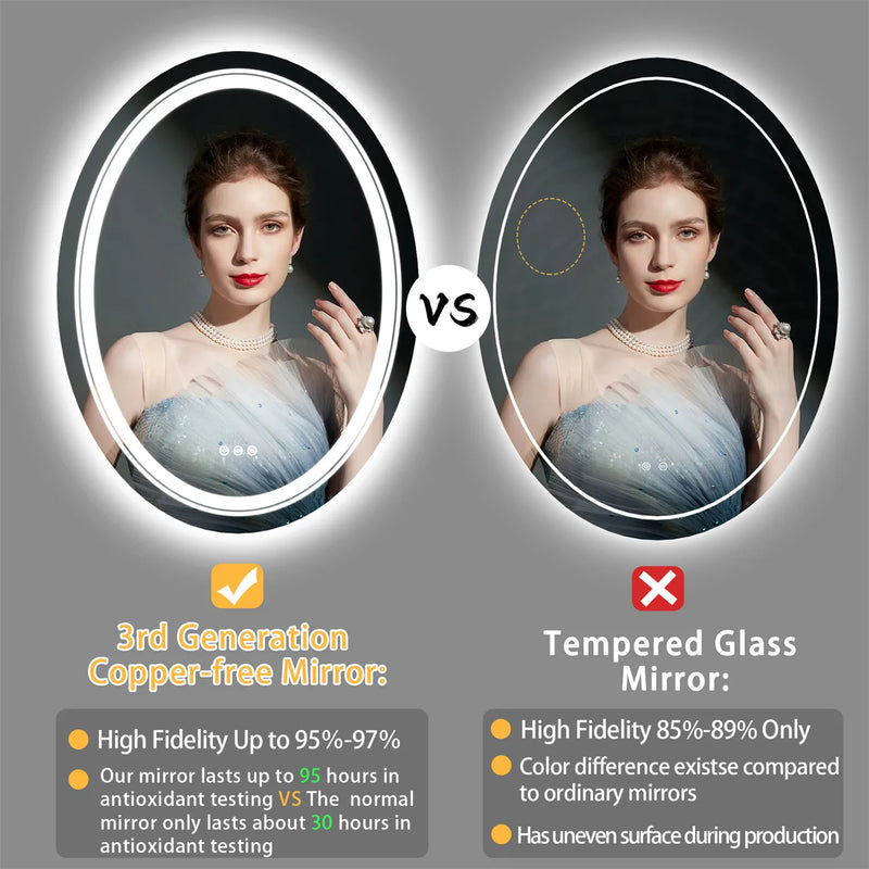 Luksusowy Owalny Lustro LED do Łazienki | 60 x 80 cm | Sterowanie Dotykowe & Anti-Condens