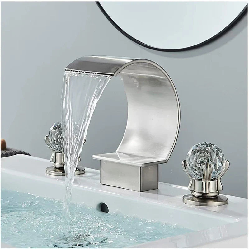 Powszechnie Stosowany Kran do Umywalki | Polerowany Metal | Podwójna Gałka