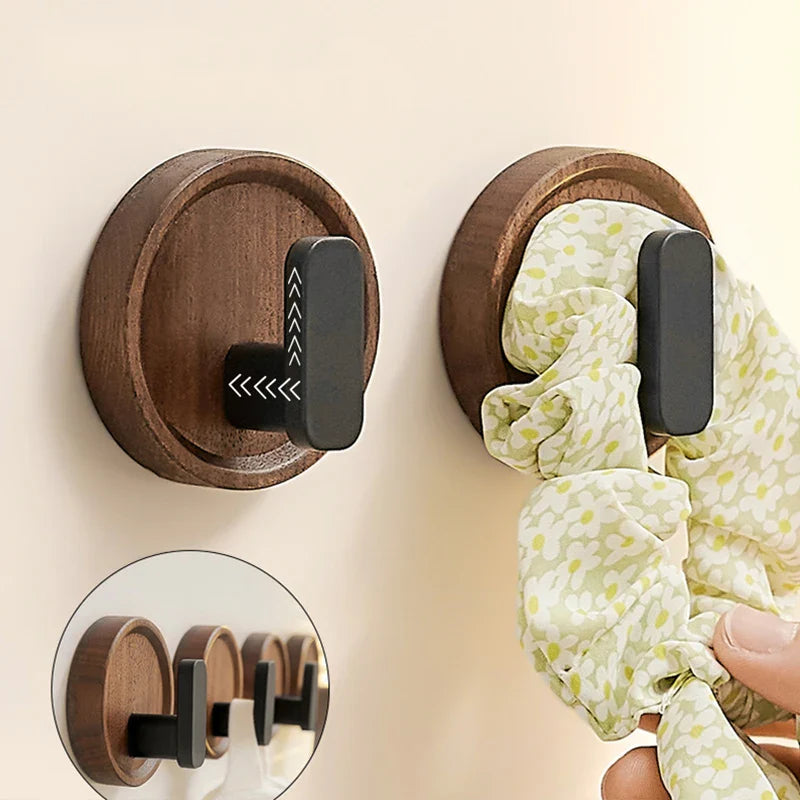 Nurlin Walnut – Stylowy Czarny Wieszak Ścienny z Drewna Orzechowego na Klucze, Płaszcze i Akcesoria Łazienkowe