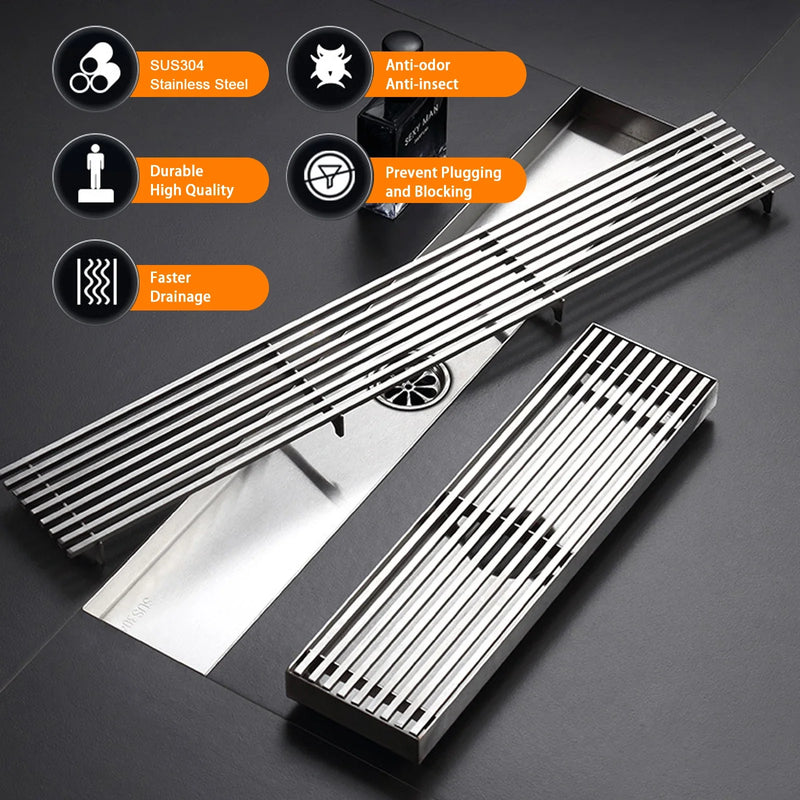 ProDrain Kwadratowa RVS Rynna Prysznicowa – 20-50cm Przeciwzapachowa Wpust Podłogowy z Dezodoryzacją