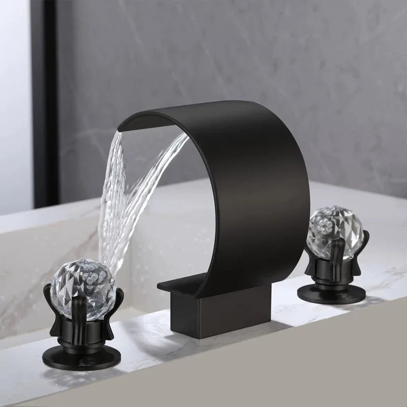 Powszechnie Stosowany Kran do Umywalki | Polerowany Metal | Podwójna Gałka