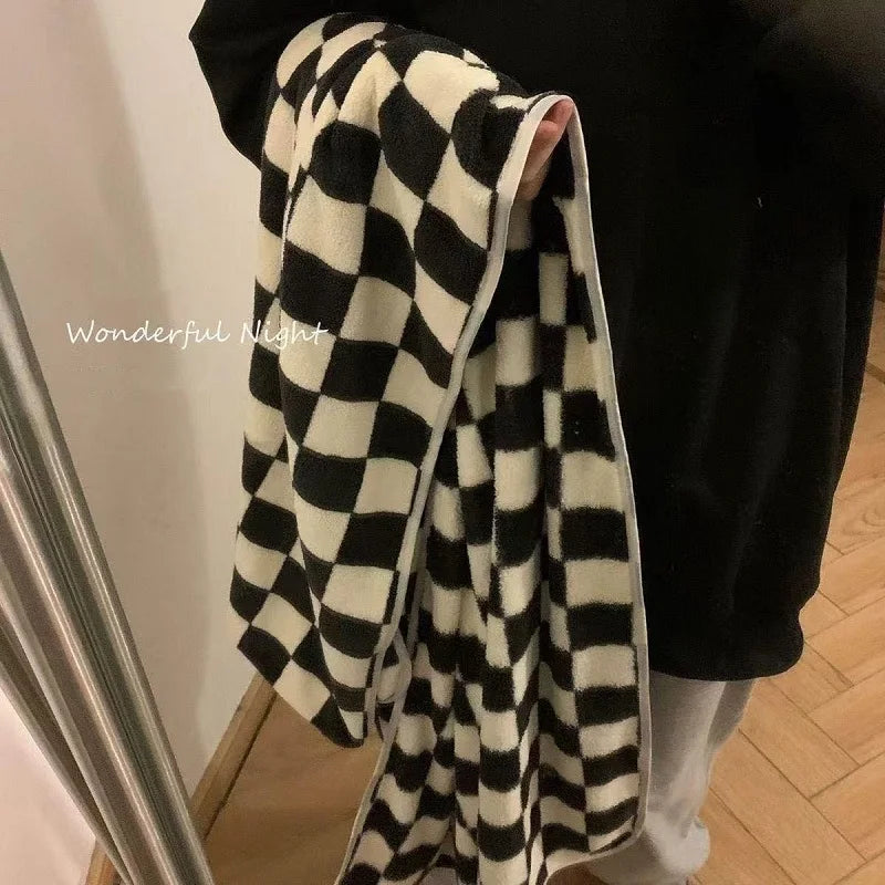 Zestaw Ręczników w Czarno-Białą Kratę | 100% poliester