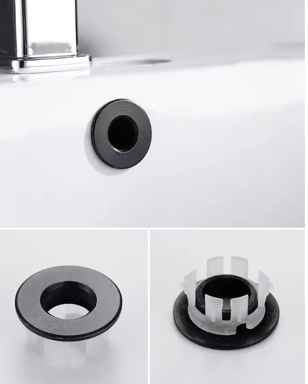 Nurlin FlowCap – Stylowa Zaślepka Przelewu do Umywalki i Wanny | Czarna, Srebrna, Złota, Vintage Brąz, Mosiądz