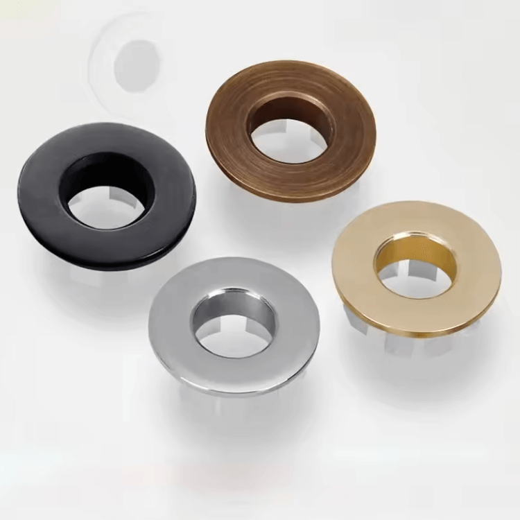 Nurlin FlowCap – Stylowa Zaślepka Przelewu do Umywalki i Wanny | Czarna, Srebrna, Złota, Vintage Brąz, Mosiądz