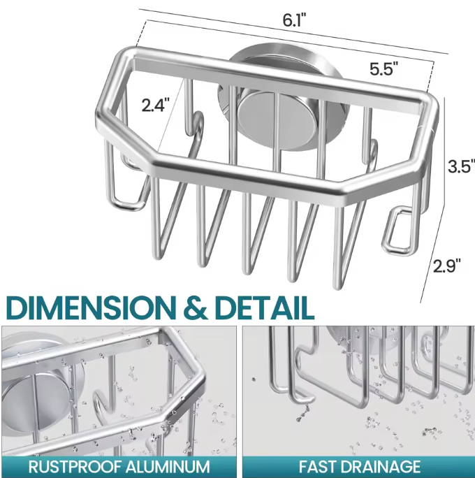 Przyssawka do Zlewu – Aluminiowa | Demontowalna i Wodoodporna | Montaż Bez Wiercenia