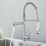 Wysuwana Bateria Kuchenna | Niklowane Złoto | Ciepła i Zimna Woda | Pojedyncza Gałka