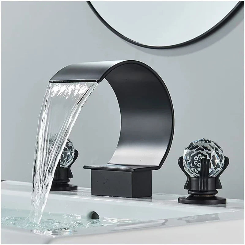 Powszechnie Stosowany Kran do Umywalki | Polerowany Metal | Podwójna Gałka