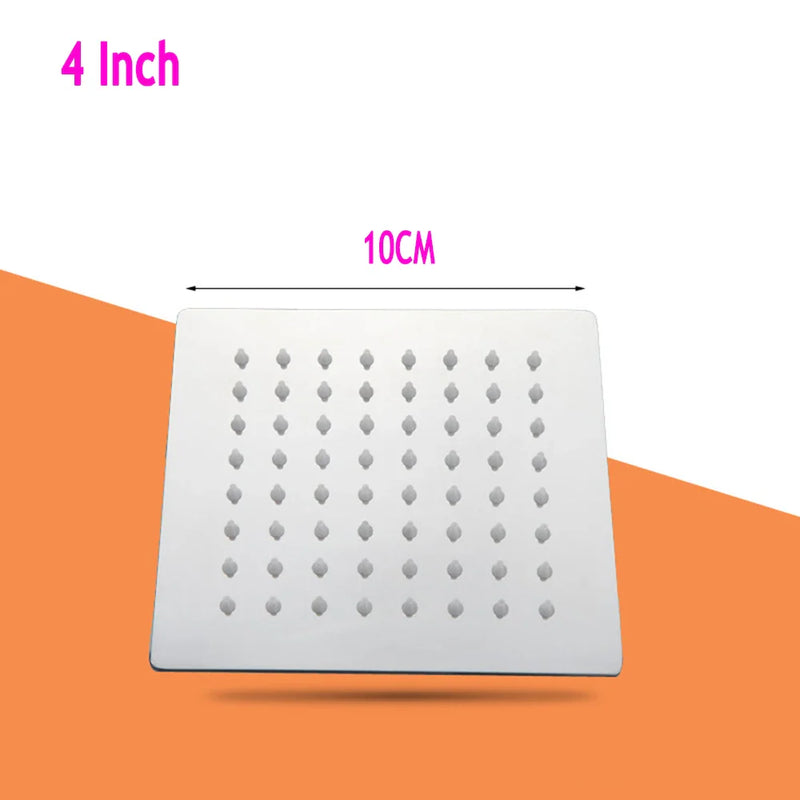 Kwadratowa Deszczownica | Stal Nierdzewna SUS304 | Wysokie Ciśnienie | Montaż Sufitowy