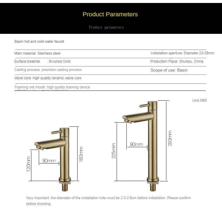 Klasyczny Kran do Umywalki | Stal Nierdzewna | Pojedyncza Gałka | Ceramiczny Zawór