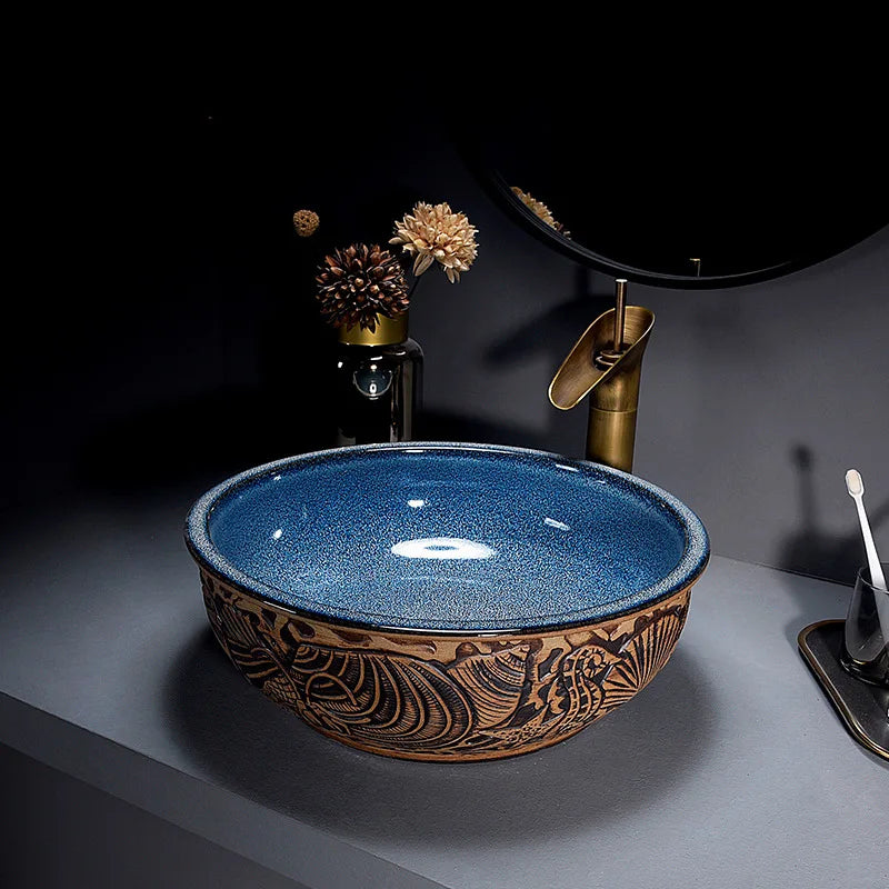 Okrągły Ceramiczny Owalny Zlew z Baterią