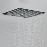 Kwadratowa Deszczownica | Matowa Czerń – Montaż Ścienny i Sufitowy | 360° Obracana