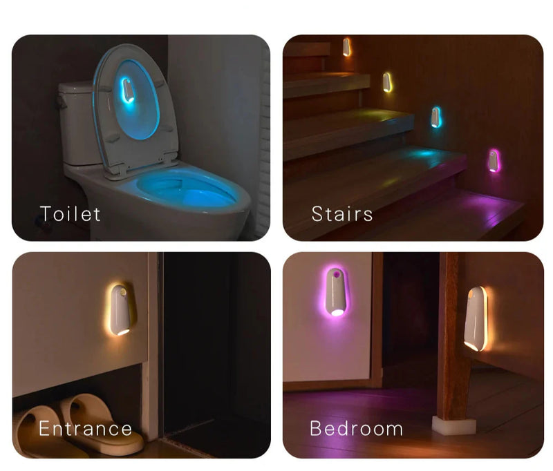 GlowLoo RGB Toaleta Nocna Lampa – Czujnik Ruchu LED z 7 Kolorami i Ładowalną Baterią