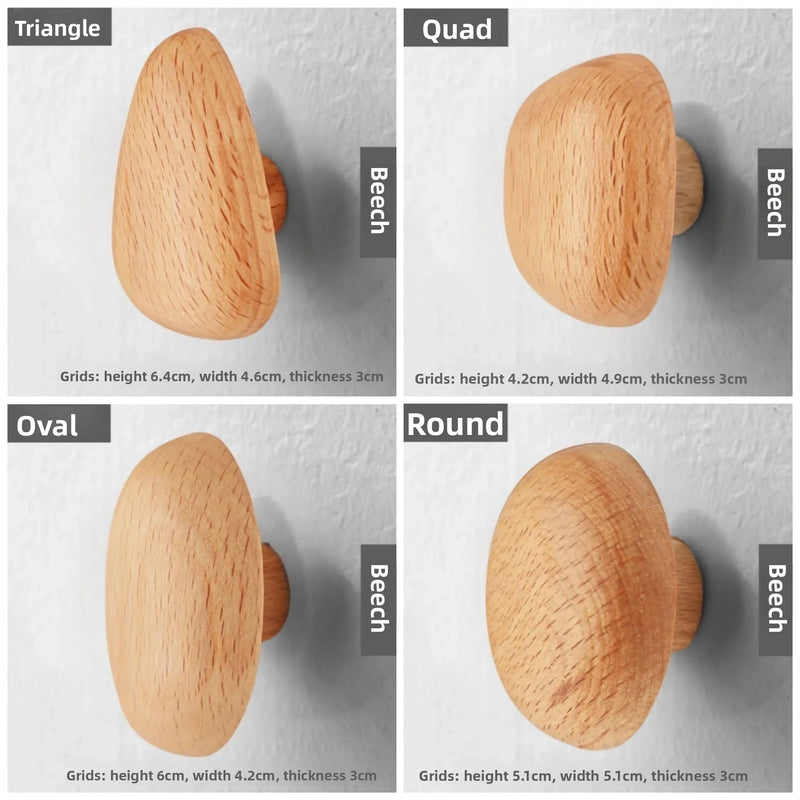 NordicPebble Lity Drewniany Hak Ścienny