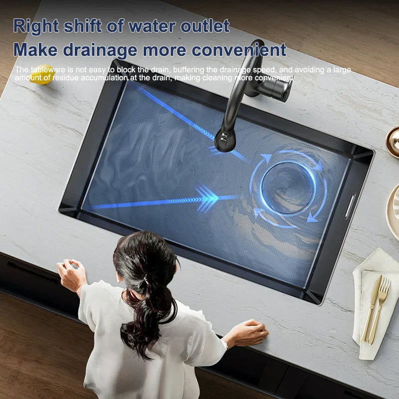 Zlewozmywak ze stali nierdzewnej Duży Pojedynczy Nano Grawerowany Plastrowy Zlewozmywak Podblatowy