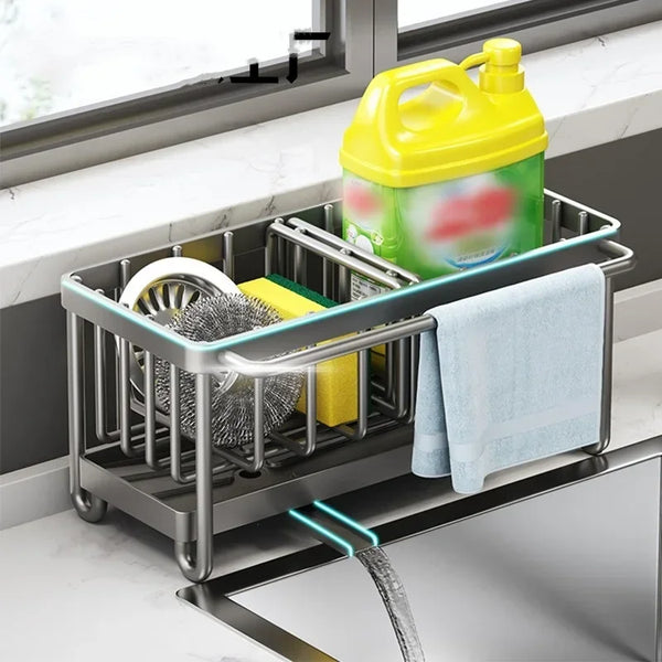 Wielofunkcyjny Dzierżak do Gąbek – Stal Węglowa | Odporny na Korozję | Bez Montażu | Z Funkcją Odpływu