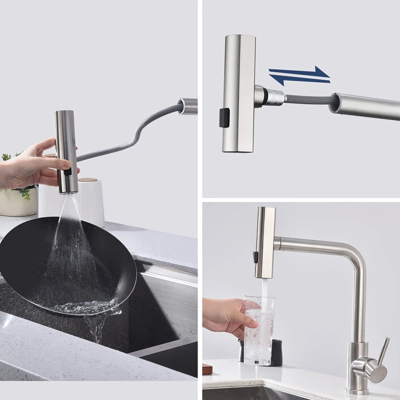 SteelFlex Gun Gray Wysuwana Kran Kuchenny