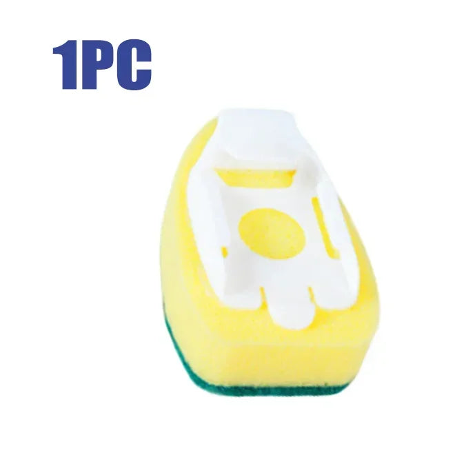 Zestaw do mycia naczyń z gąbką i dozownikiem mydła | W zestawie rączka + 2 wymienne głowice z gąbką