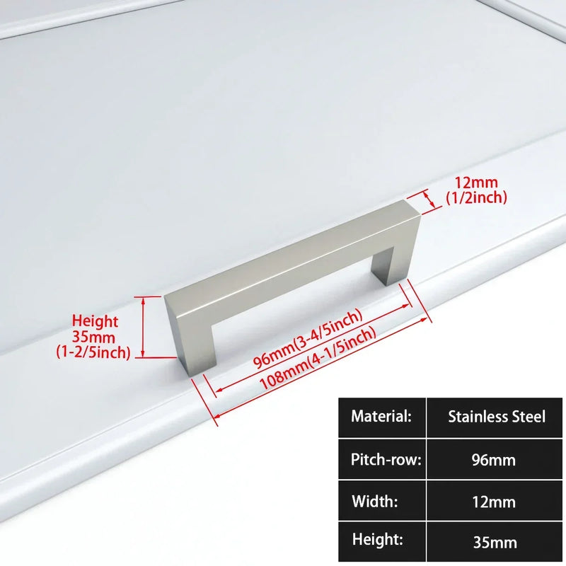 Czarny Kwadratowy Uchwyt Meblowy – Stop Aluminium | Różne Rozmiary | Włącznie ze Śrubami