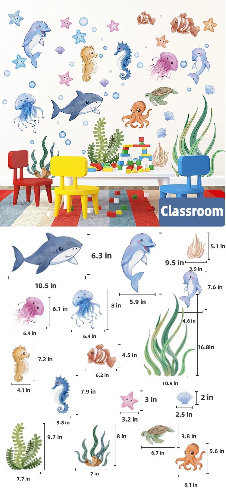 SeaWorld Ocean – Naklejki Ścienne z Zwierzętami Podwodnego Świata