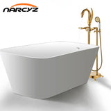 Klasyczny Złoty Kran Łazienkowy i Prysznicowy – Podwójna Gałka | Montaż Ścienny | Mosiądz | W zestawie węże