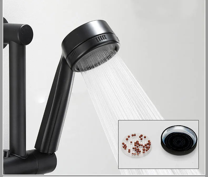 AquaJet Czarny Mosiądz Zawór Ścienny z Boczną Wylewką