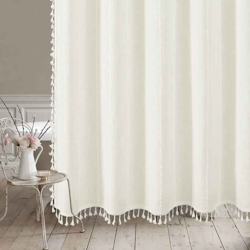 RustiCotton Zasłona Prysznicowa – Wodoodporna i Gruba w Stylu Płóciennym