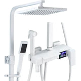 Termostatyczny Zestaw Prysznicowy – Szczotkowane Złoto | Mosiądz i ABS | Regulowana Wysokość | Kwadratowa Deszczownica 20 cali