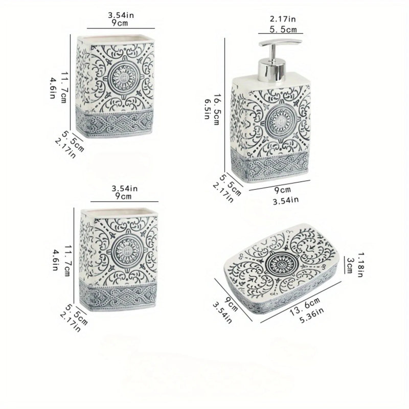 4-częściowy zestaw ceramiczny do łazienki | Boho Chic