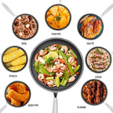 ChefMaster – RVS Antypryskowa Patelnia z Wzorem Plastra Miodu i Szklaną Pokrywą