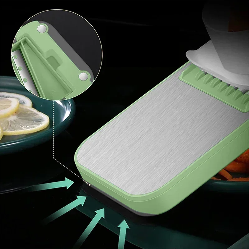 SliceMaster – 6-w-1 Krojenie Warzyw i Tarka z Wymiennymi Nożami ze Stali Nierdzewnej