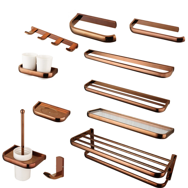 Monite Luxe Różowo-Złoty Zestaw Akcesoriów Łazienkowych