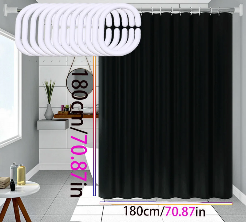 AquaShield Czarne Zasłona Prysznicowa – Wodoodporna, Stylowa i Ekologiczna – Czysty Czarny Design