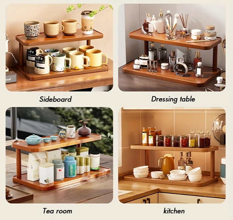 BambuCasa 2-Poziomowy Drewniany Organizer