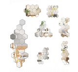 HexaShine – 45-częściowy Zestaw Sześciokątnych Naklejek Ściennych z Lustrami