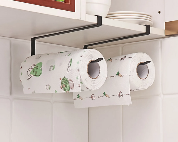 HangEase – Bezmłotkowy Metalowy Trzymacz do Ręczników Kuchennych i Rolek na Drzwi Szafki