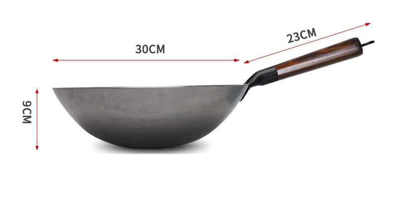 ForgePro – Ręcznie Kutego Żelaznego Woka z Drewnianą Rączką