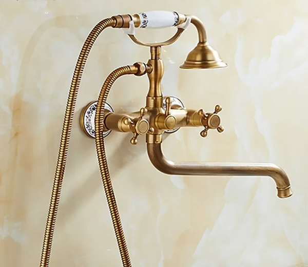 ZGRK Luksusowy Retro Zestaw Bidetowy – Wiszący Model z Mosiądzu z Ręcznym Prysznicem i Przedłużonym Wylewem