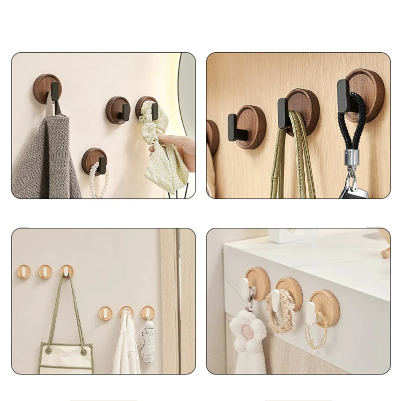 Nurlin Walnut – Stylowy Czarny Wieszak Ścienny z Drewna Orzechowego na Klucze, Płaszcze i Akcesoria Łazienkowe