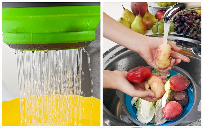 FlexiDrain – Składane Silikonowe Sitko do Mycia Warzyw i Owoców
