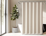 LuxeLinnen Zasłona Prysznicowa – Wodoodporna i Gruba Imitacja Lnu