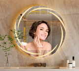 GlowRound Antykondensacyjny LED Lustro Łazienkowe – Okrągłe HD Lustro Ścienne z Oświetleniem (3 Kolory Światła)