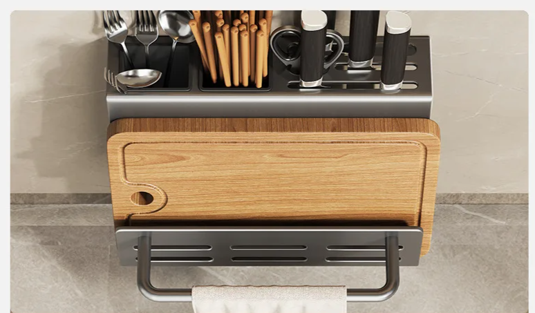 ChefSpace Ścienny Uchwyt na Noże z Organizerem na Deskę do Krojenia