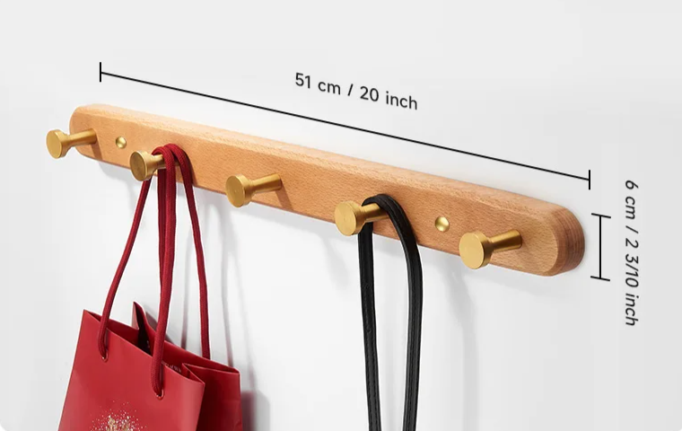 SARIHOSY Luksusowa Czarna Drewniana Wieszak naścienny