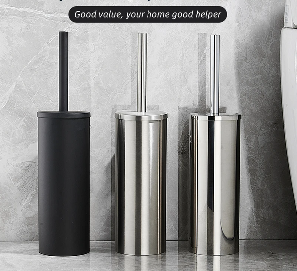 SteelClean Luxe Szczotka Toaletowa z Uchwytem Ściennym – Czarny Design ze Stali Nierdzewnej