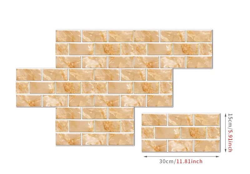 RetroBrick – 6-częściowe Samoprzylepne Retro Ceglane Naklejki Ścienne (30x15cm)