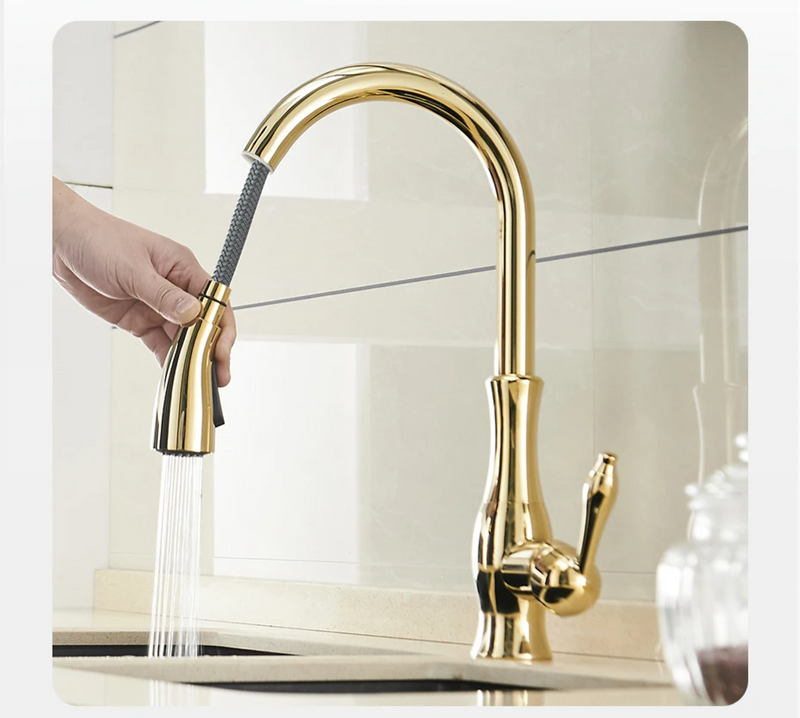 AquaFlex – Srebrna Wysuwana Kran Kuchenny z 360° Obrótną Wylewką